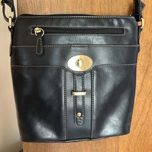 Black shoulder strap hand bag